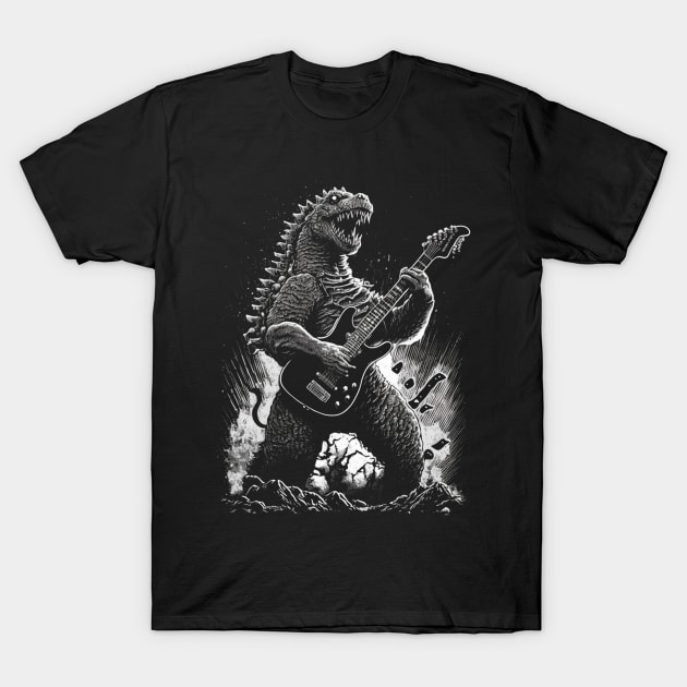 Godzilla Playing a Guitar T-Shirt by AI studio